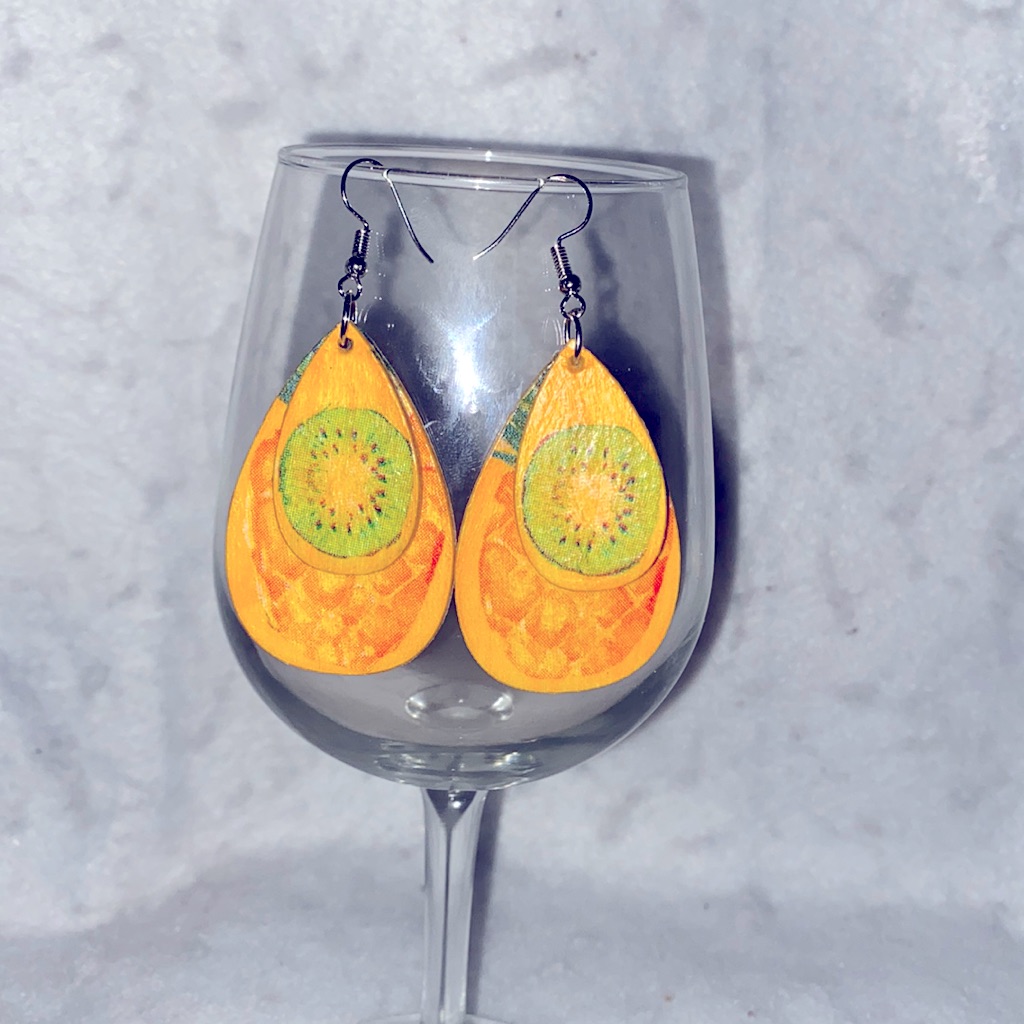 Lightweight Wooden Tropical Theme Dangling Pierced Earrings